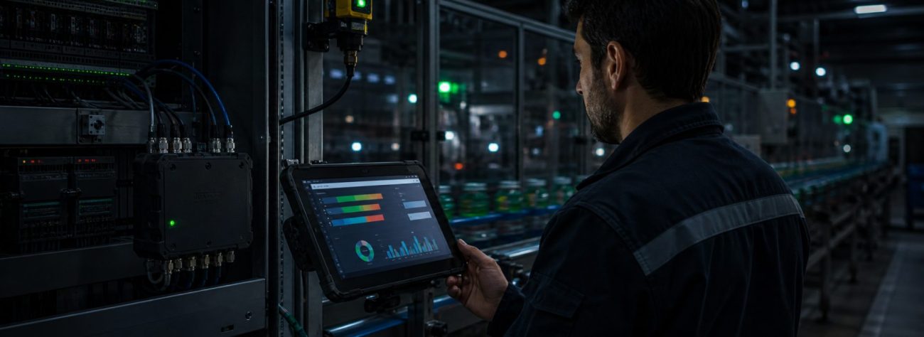 Üretim hattında endüstriyel veri toplama ve makine performansı izleme