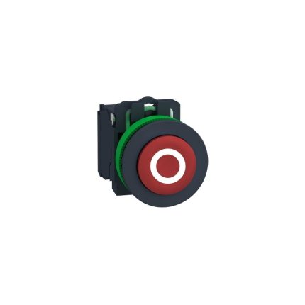 Push button flush mounted, Harmony XB5, plastic, projecting, red, 30mm, spring return, marked O, 1NC